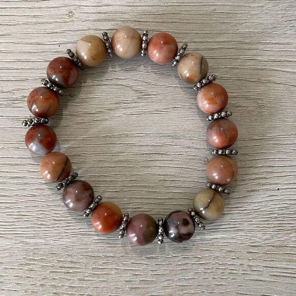 Handmade Womens Peach Moonstone‎ Crystal Healing Gemstone Stretch Bracelet OS - Picture 1 of 3